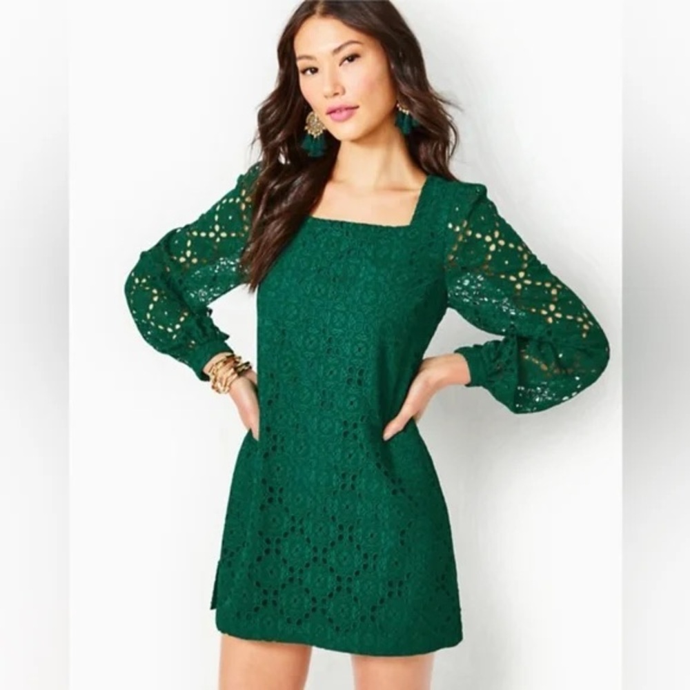 Lilly‎ Pulitzer Sarina Square Neck Green Romper Size 0